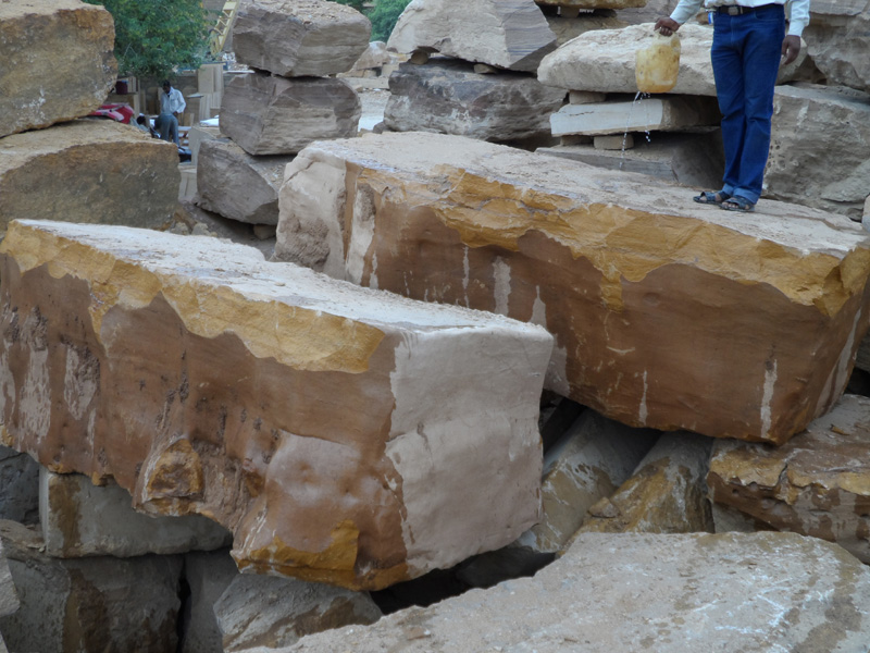 Jaisalmer-Yellow-limestone-blocks-mine-production-unit-inspection