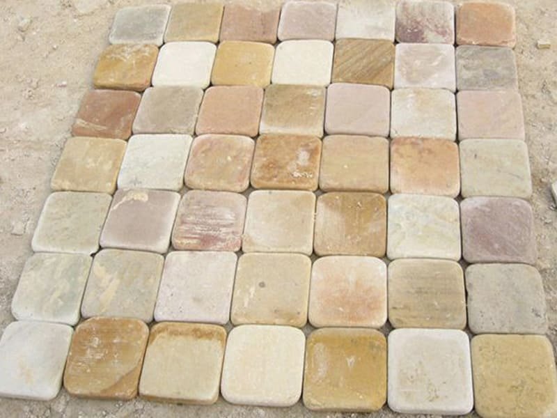 yellow-tint-mint-sandstone-tumbled-cobbles-landscaping-pavement-pathways-stones-wholesaler-trader-importer-buyer-from-india